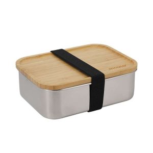 102404 - Brotdose Edelstahl mit Bambusdeckel für 1200ml