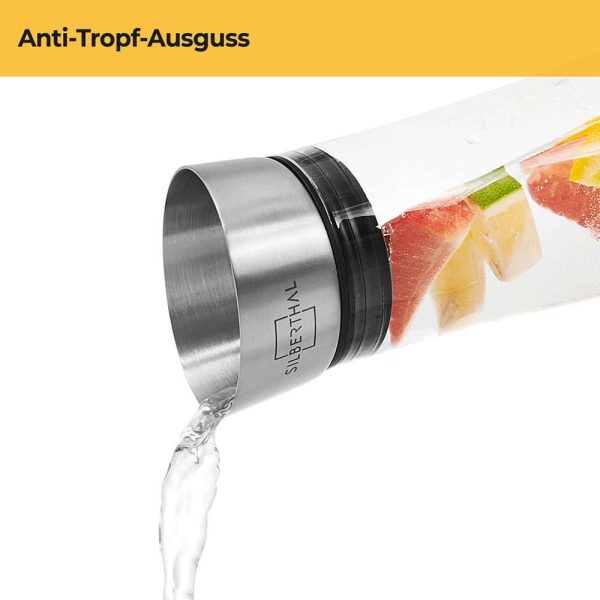 100525 - Wasserkaraffe mit Fruchtspieß für 1 Liter Infused Water - Anti-Tropf Ausguss