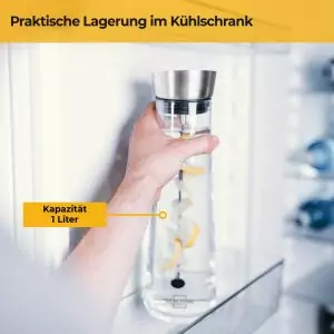 100525 - Wasserkaraffe mit Fruchtspieß für 1 Liter Infused Water - passt in den Kühlschrank