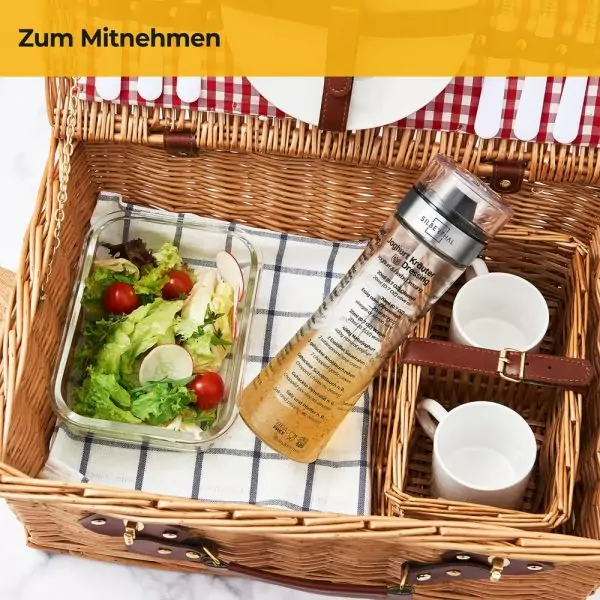 100526 - Dressingshaker aus Glas für 500ml mit aufgedruckten Rezepten - zum Mitnehmen
