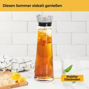 100525 - Wasserkaraffe mit Fruchtspieß für 1 Liter Infused Water - stabiler Glasboden