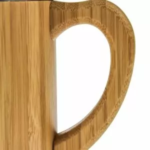 102506 - Thermotasse 280ml mit Deckel aus Bambus und Edelstahl für warme und kalte Getränke mit super Trinkdeckel - Griff