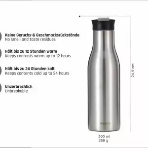 102401A -Thermosflasche 500ml PULS aus Edelstahl mit Lock Lid Metall - Eigenschaften