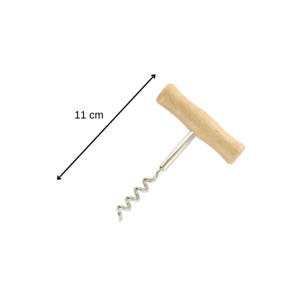 103234-Klassischer Holz-Korkenzieher aus Holz & Edelstahl mit der Form des T-Korkenziehers - Maße