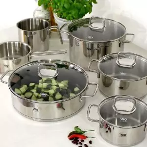 102802-Edelstahltopf 28 cm mit Glasdeckel und Anti-Haftbeschichtung - Citrin Set