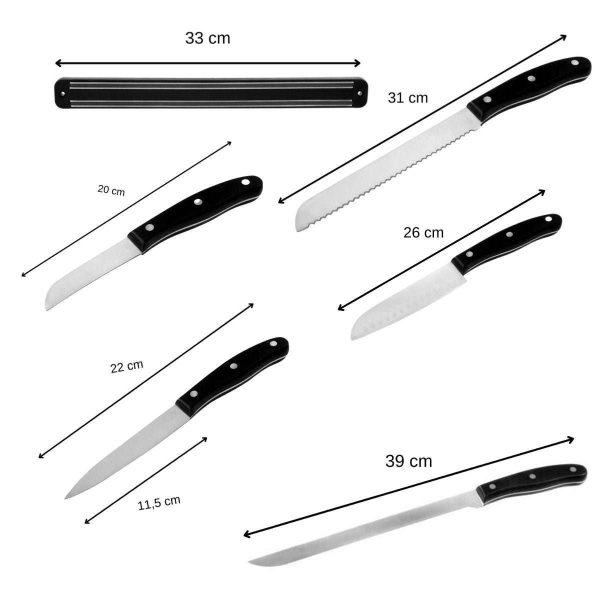 103101-Messerset mit Wandhalter aus 5 x Messer & Wandhalter - Maße