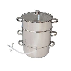 102811-Edelstahl Dampfentsafter groß mit 26 cm Durchmesser für bis zu 7 Liter Obst und max. 2,5 Liter Saft