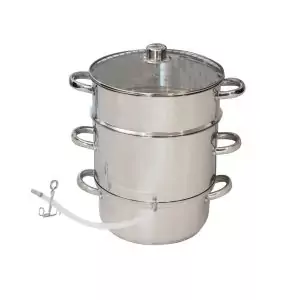 102811-Edelstahl Dampfentsafter groß mit 26 cm Durchmesser für bis zu 7 Liter Obst und max. 2,5 Liter Saft