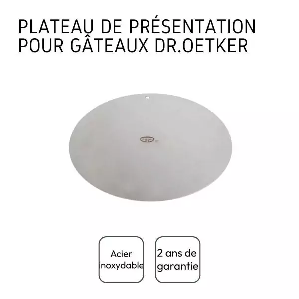 103036-Präsentationsplatte 32 cm aus Edelstahl zum Dekorieren & Transportieren von Kuchen und Torten - Angaben