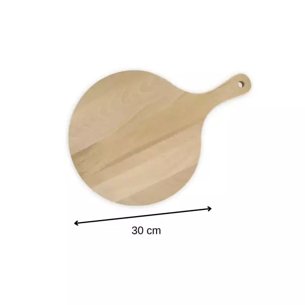 103208-Pizzabrett aus Holz für Pizza & Flammkuchen mit den Maßen 30 cm Ø und mit Griff - Maße