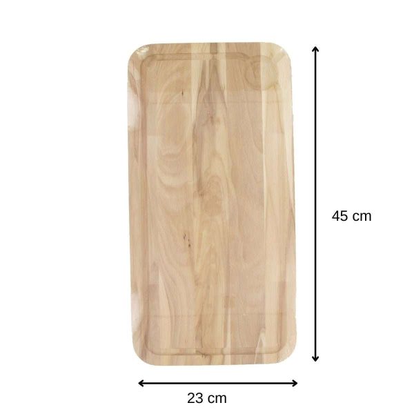 103204-Holz-Schneidebrett mit Kreis und Saftrille aus Buche mit den Maßen 45 x 23 x 1,6 cm - Maße