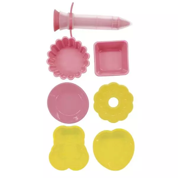 103244-Set Mini-Backformen mit Dekorierstift bestehend aus 7 Teilen zum gemeinsamen Backen und Dekorieren mit Kindern
