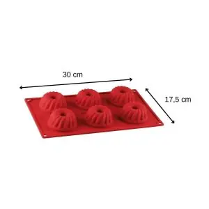 103029-Mini-Guglhupf Silikon als 6er-Form mit Antihaft-Eigenschaften - Maße