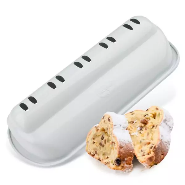 103003-Christstollenform 31 cm in weiß und mit Anti-Haftbeschichtung