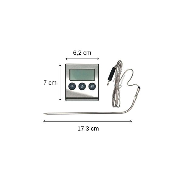 103222-Digitales Kochthermometer mit Sonde - kabelgebundene Sonde und elektrisch mit Batterie betrieben - Maße