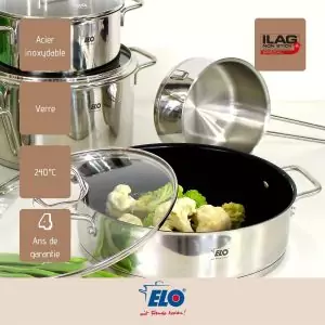 102802-Edelstahltopf 28 cm mit Glasdeckel und Anti-Haftbeschichtung - Angaben