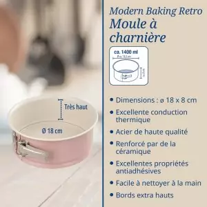 103011A-Retro Springform mit Scharnier 18 cm - Maße und Beschreibung