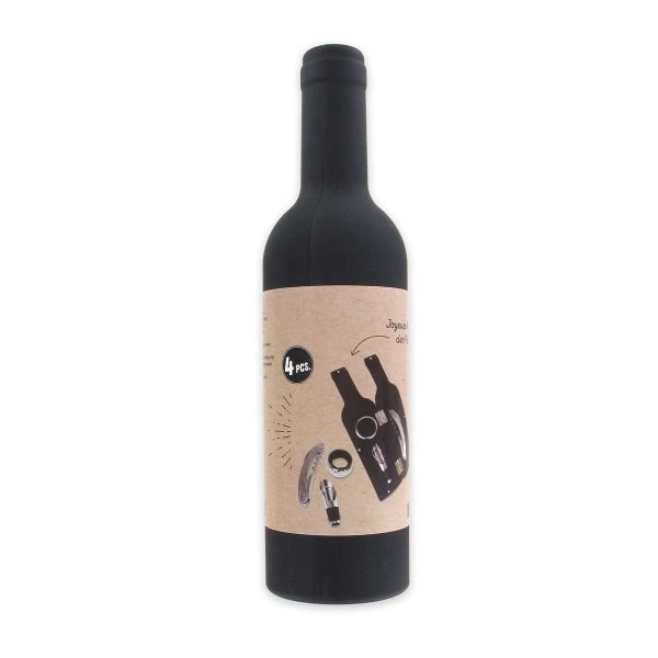 103226-Geschenk Weinflaschen Set für Liebhaber von Weißwein, Rot- oder Roséwein bestehend aus Geschenkverpackung, Limonadenkorkenzieher, Weinflaschenkragen und Ausgießer - Verpackung