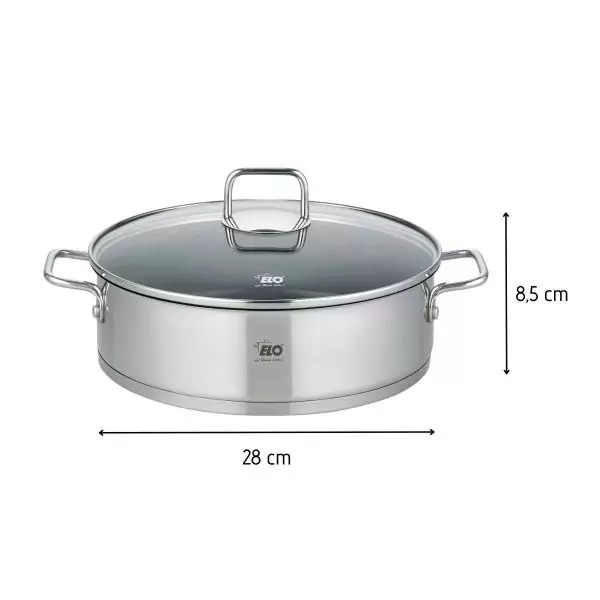 102802-Edelstahltopf 28 cm mit Glasdeckel und Anti-Haftbeschichtung - Maße