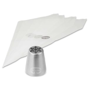 103039A-Wintertülle Set mit Schneeflockenmuster und 4 Einwegspritzbeuteln