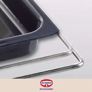 103006-Verstellbares Emaille-Herdbackblech zum Ausziehen von 41-53 cm und einer Breite von 33 cm - Nahaufnahme