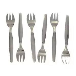 103227-Austern Set 8-teilig zum einfachen und sicheren Halten, Öffnen und Essen von Austern bestehend aus einem Austernmesser, einem Austernkeil und einem 6er Set Austerngabeln - Austerngabeln