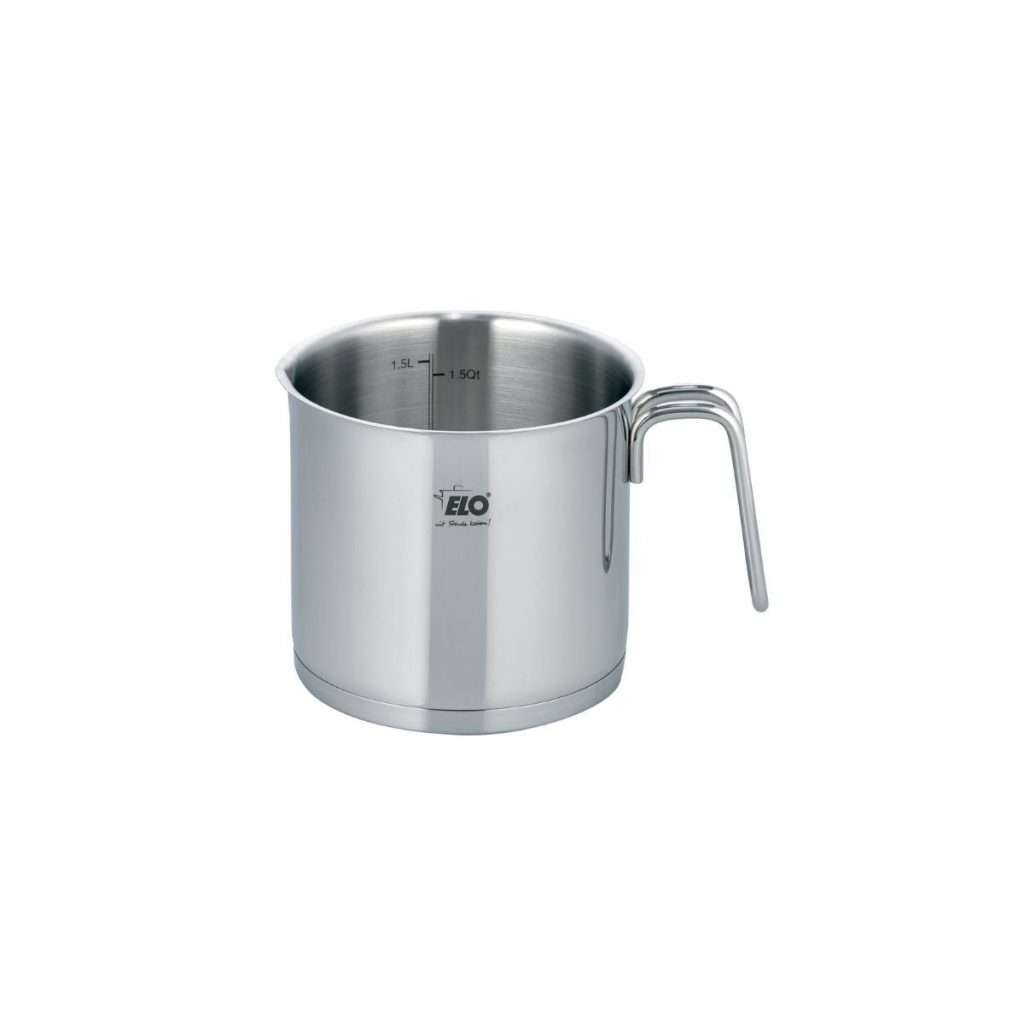 102806-Milchtopf 14 cm aus Edelstahl mit Ausguß