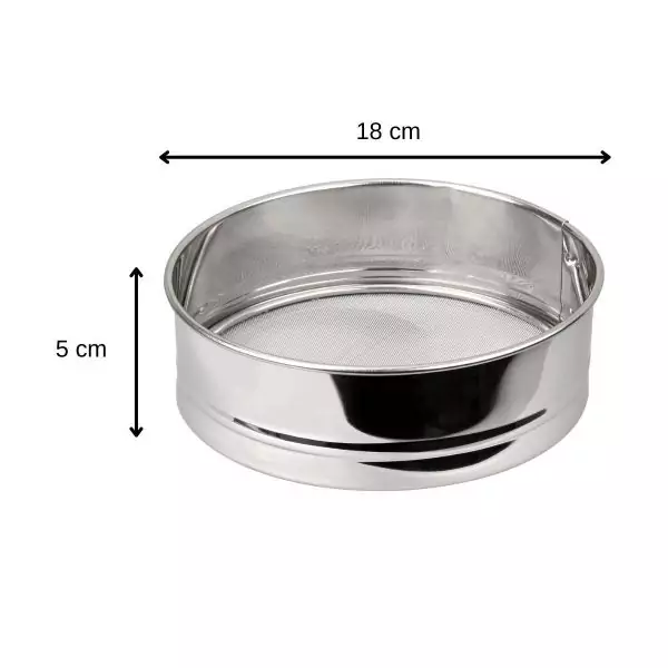 103247-Mehlsieb fein 2-in-1 zum Sieben und Waschen mit einem 18 cm Durchmesser aus Edelstahl - Maße