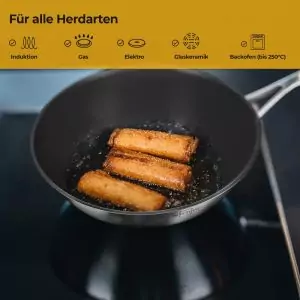 100533-Induktionswok Ø 28cm aus Edelstahl mit Anti-Haftbeschichtung - für alle Herdarten