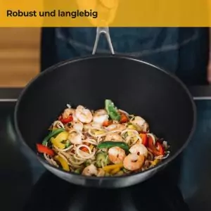 100533-Induktionswok Ø 28cm aus Edelstahl mit Anti-Haftbeschichtung - robust und langlebig