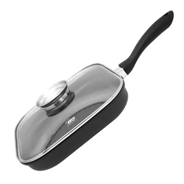 102810-Alu Gusseisen Grillpfanne mit Deckel 28 cm mit Anti-Haftbeschichtung in quadratischer Form