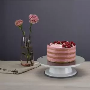 103036-Präsentationsplatte 32 cm aus Edelstahl zum Dekorieren & Transportieren von Kuchen und Torten - mit Kuchen