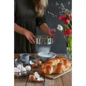 103247-Mehlsieb fein 2-in-1 zum Sieben und Waschen mit einem 18 cm Durchmesser aus Edelstahl - beim Sieben