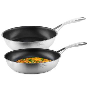 100532 - Induktionspfannen Set aus 2 Induktionspfannen Ø 24 & 28cm aus antihaftbeschichtetem Edelstahl