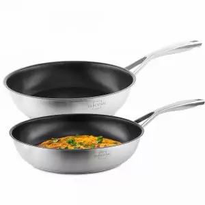 100532 - Induktionspfannen Set aus 2 Induktionspfannen Ø 24 & 28cm aus antihaftbeschichtetem Edelstahl