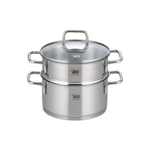 102804-Dampfkocher Edelstahl mit Glasdeckel 18 cm