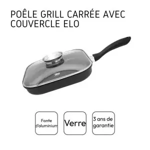 102810-Alu Gusseisen Grillpfanne mit Deckel 28 cm mit Anti-Haftbeschichtung in quadratischer Form - Angaben