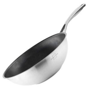 100533-Induktionswok Ø 28cm aus Edelstahl mit Anti-Haftbeschichtung