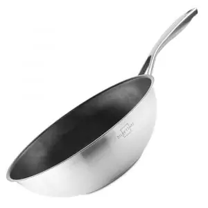 100533-Induktionswok Ø 28cm aus Edelstahl mit Anti-Haftbeschichtung