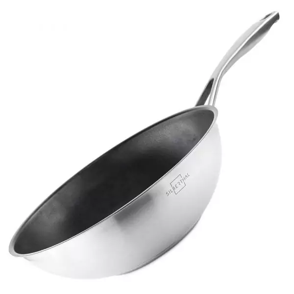 100533-Induktionswok Ø 28cm aus Edelstahl mit Anti-Haftbeschichtung