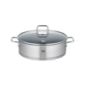102802-Edelstahltopf 28 cm mit Glasdeckel und Anti-Haftbeschichtung