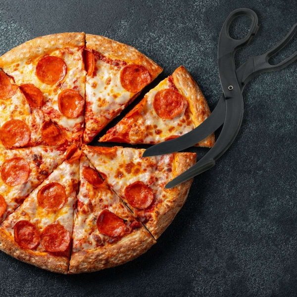 103241-Pizzaschere aus Kunststoff ohne Beschädigung der Anti-Haftbeschichtung der Backbleche - mit Pizza