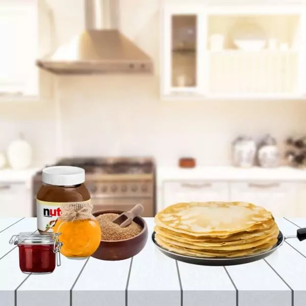 102812-Crêpe Pfanne beschichtet 24 cm - mit Pfannkuchen
