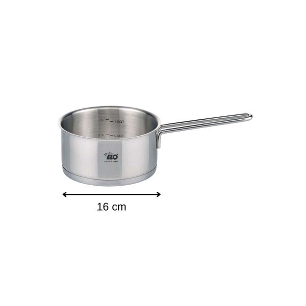 102805-Stielkasserolle 16 cm aus Edelstahl für 1300 ml - Maße