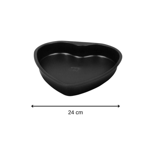 103007-Herz Kuchenform aus Edelstahl mit Anti-Haftbeschichtung in schwarz - Maße