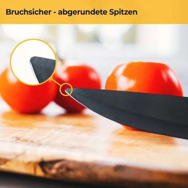 100531 - Keramik Küchenmesser Set bestehend aus einem Chef- & Schäl- & Santokumesser - abgerundete Spitzen