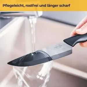 100531 - Keramik Küchenmesser Set bestehend aus einem Chef- & Schäl- & Santokumesser - pflegeleicht, rostfrei und lange scharf