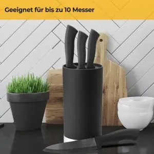 100528B - Messerblock mit Borsteneinsatz für den universellen Einsatz aus recyceltem Kunststoff in schwarz - bis zu 10 Messer