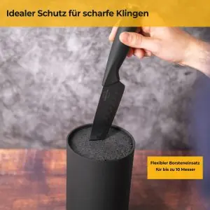 100528B - Messerblock mit Borsteneinsatz für den universellen Einsatz aus recyceltem Kunststoff in schwarz - Schutz für scharfe Klingen