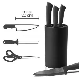 100528B - Messerblock mit Borsteneinsatz für den universellen Einsatz aus recyceltem Kunststoff in schwarz - für Messer, Schere und Wetzstab bis 20 cm